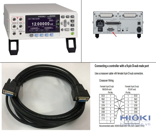 Cáp Máy Đo Điện Trở Hioki 9637 RS-232C Truyền dữ liệu từ thiết bị đo Hioki sang máy tính