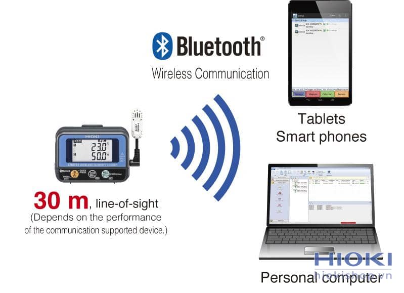 Tải dữ liệu đo lường xuống máy tính bảng hoặc máy tính có công nghệ không dây Bluetooth® LR8410‎ 